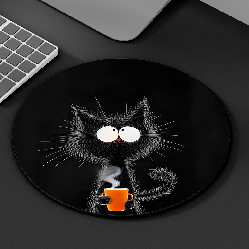 Tech Table Accessories - Black Cat Round Mouse Pad Durable
