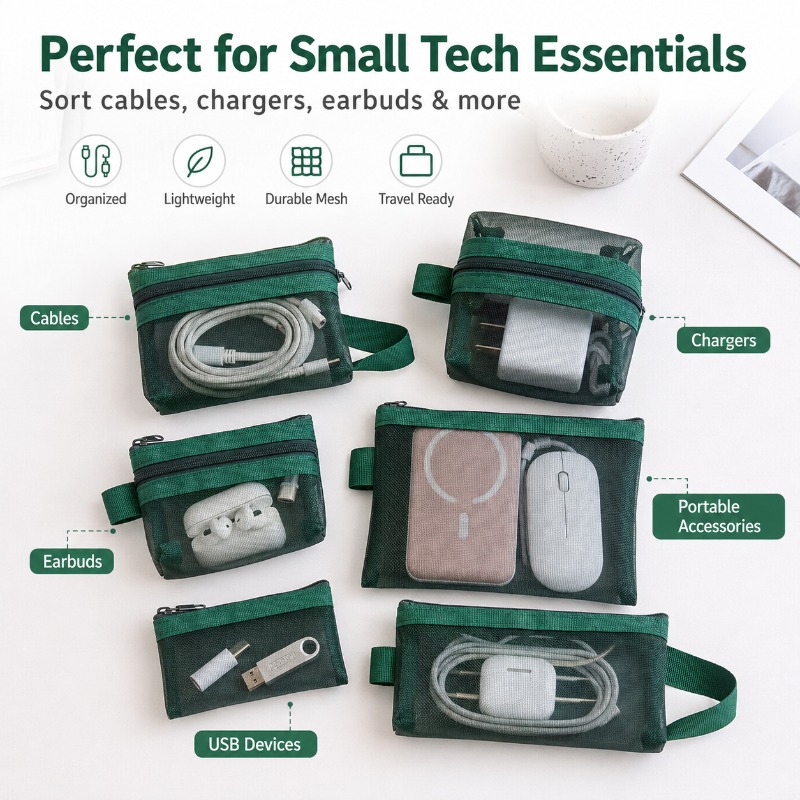 6PCS Portable Mesh Tech Access - Tech Woven Accessories avis et prix