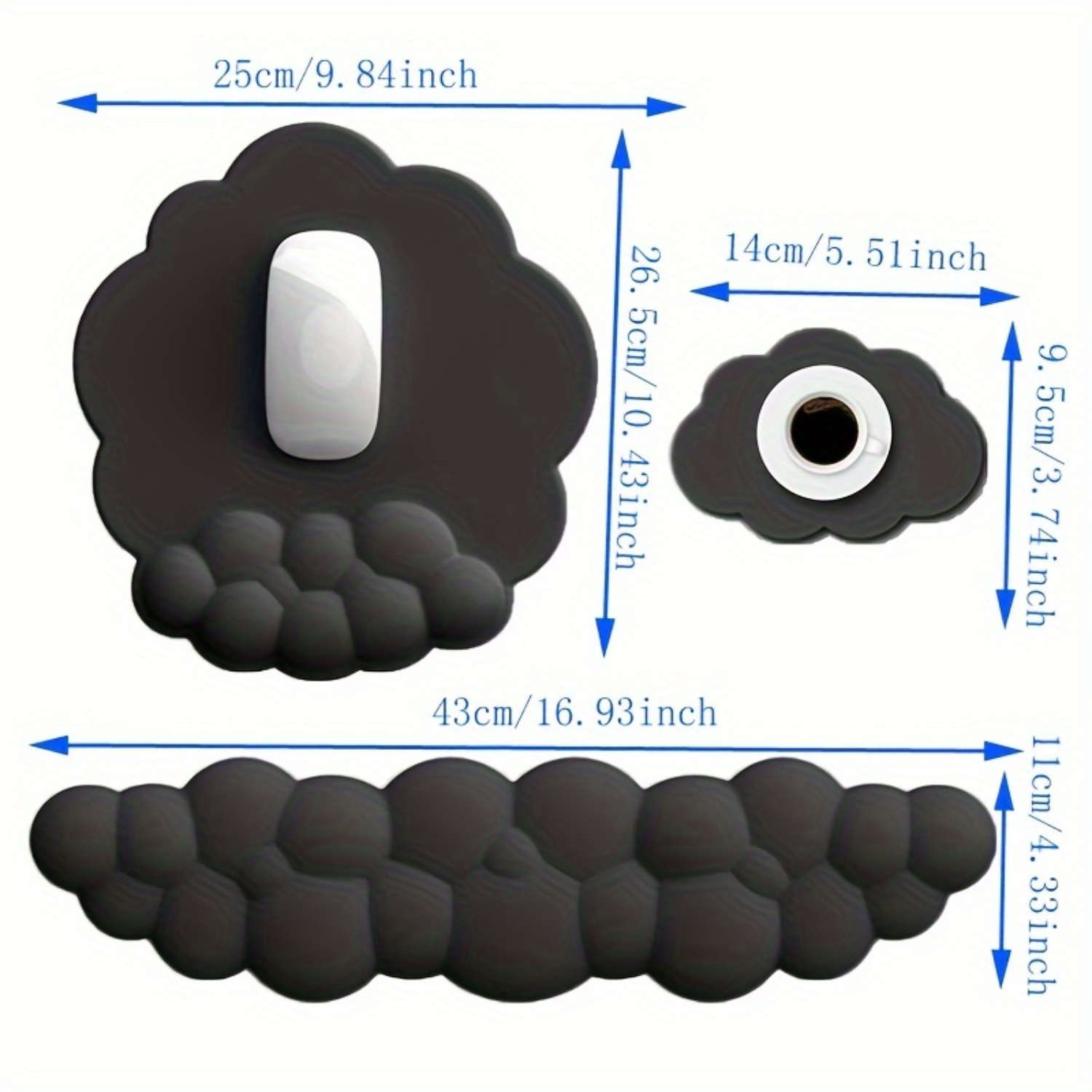 3-Piece Cloud-Shaped Mouse and - Keyboard Wrist Pad Leather avis et prix
