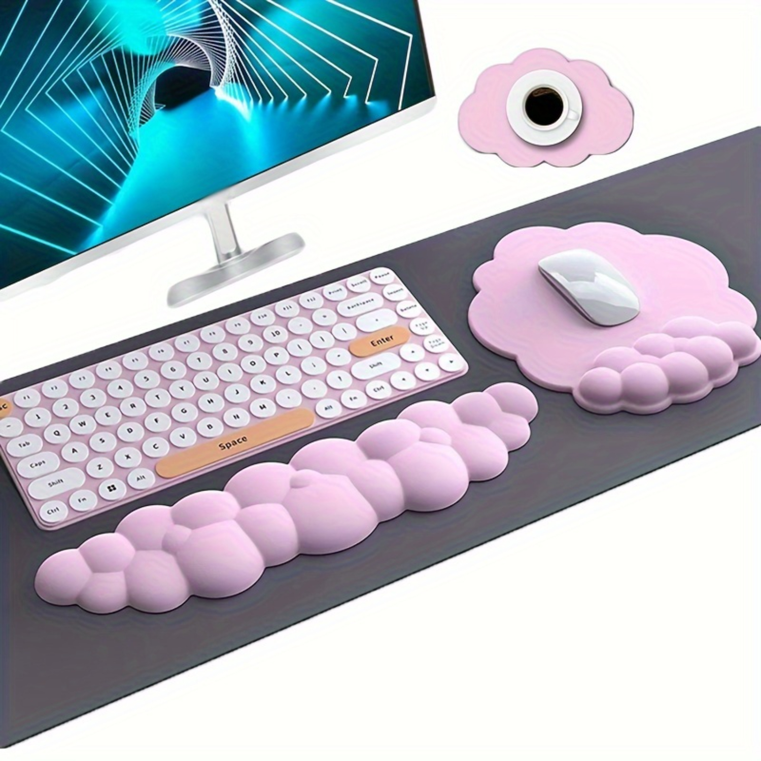 3-Piece Cloud-Shaped Mouse and - Keyboard Wrist Pad Leather avis et prix