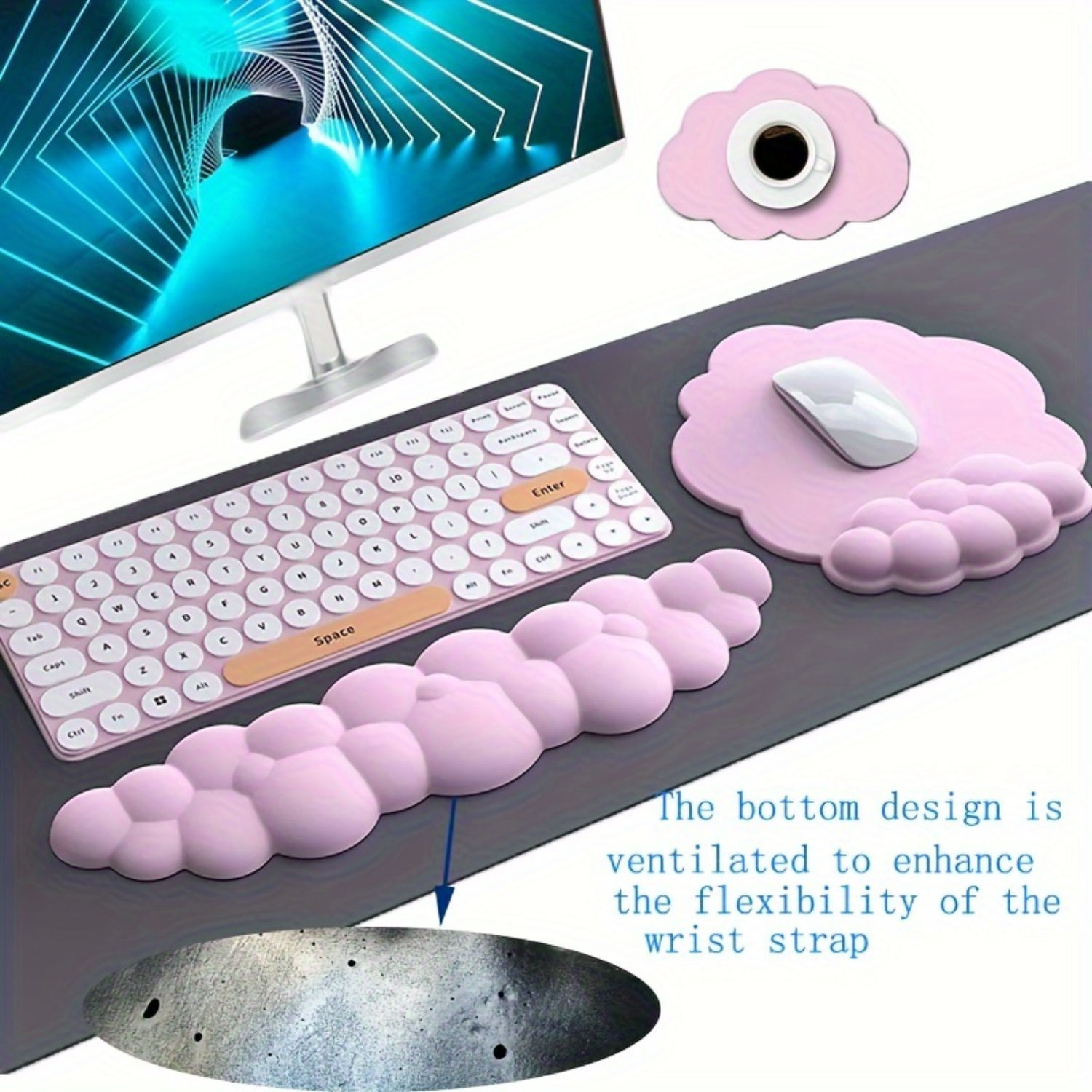 3-Piece Cloud-Shaped Mouse and - Keyboard Wrist Pad Leather avis et prix
