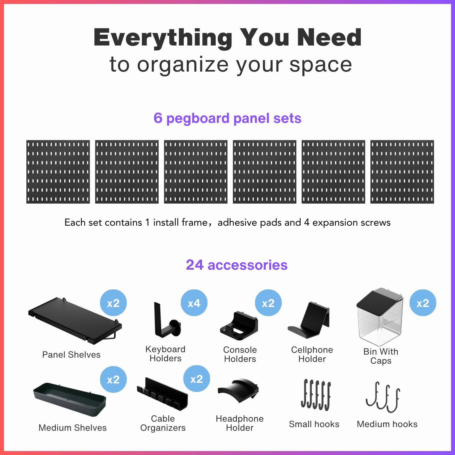 33x22 Inch Black Peg Board Org - Tech Accessories Products avis et prix