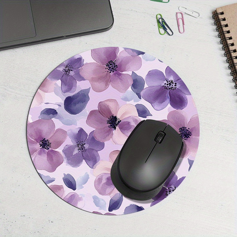 1pc Purple Floral Round Mouse  - Tech Table Accessories avis et prix