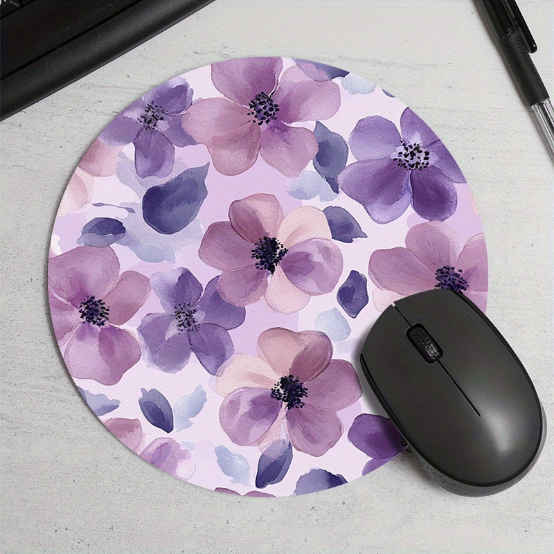 1pc Purple Floral Round Mouse  - Tech Table Accessories avis et prix