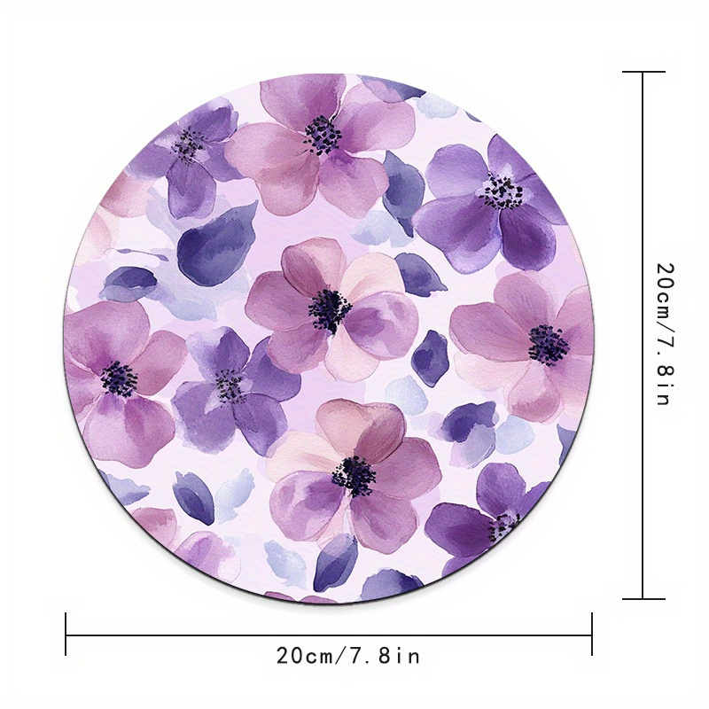 1pc Purple Floral Round Mouse  - Tech Table Accessories avis et prix